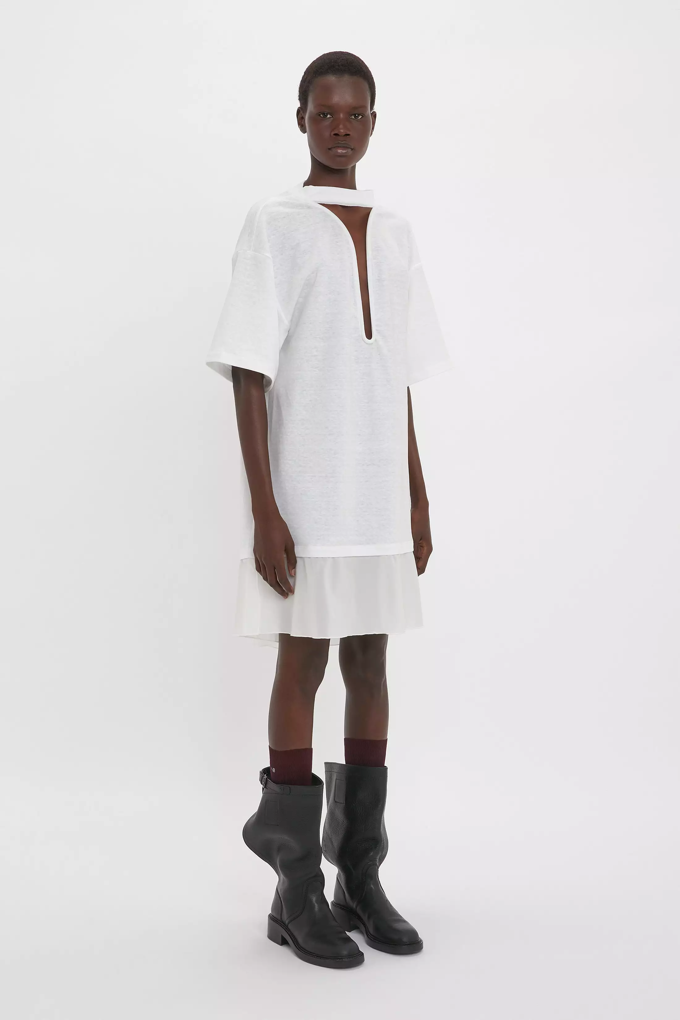 White Frame Cut-Out T-Shirt Dress