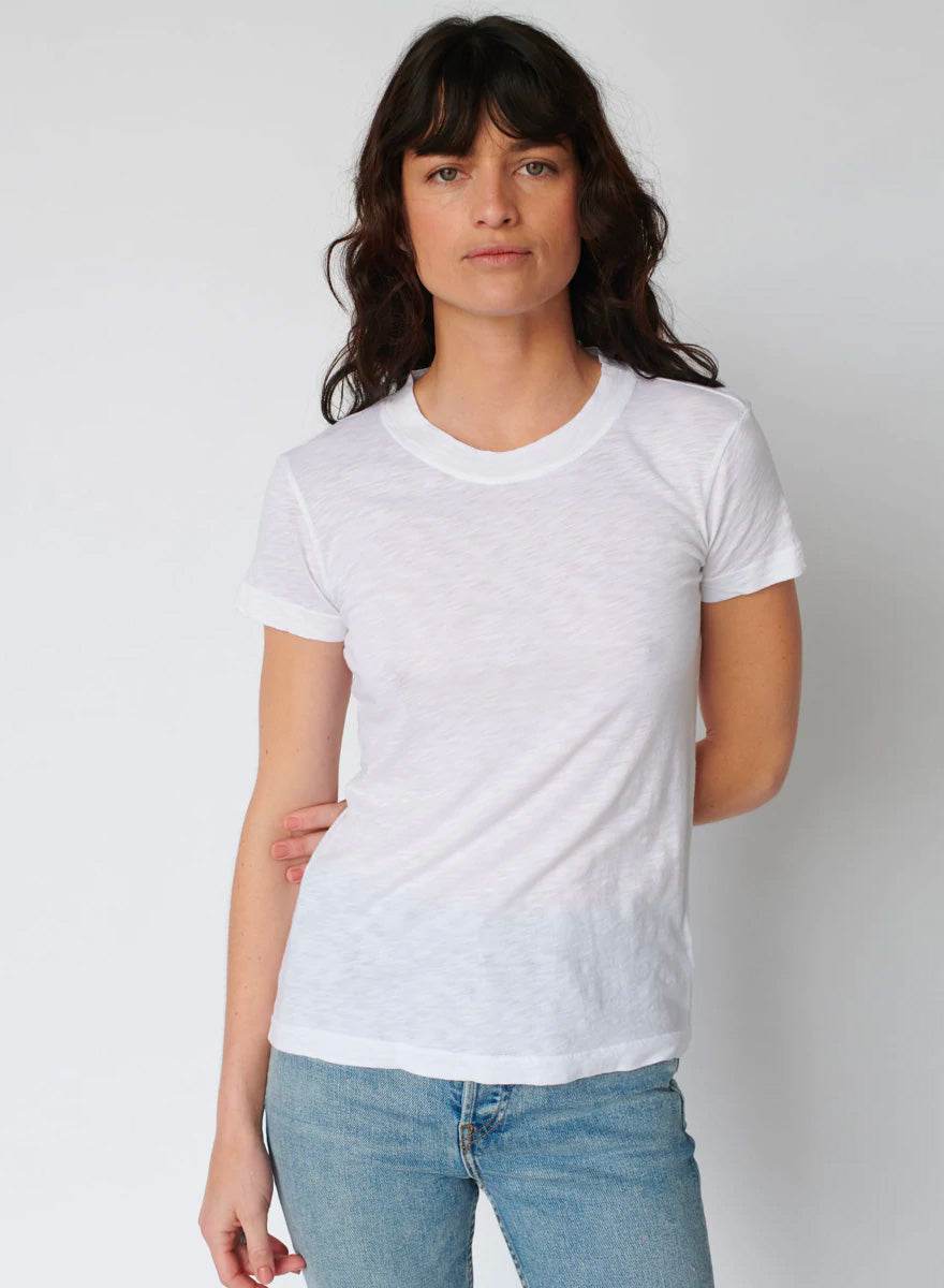 White Short Sleeve T-Shirt made from Supima Slub Jersey