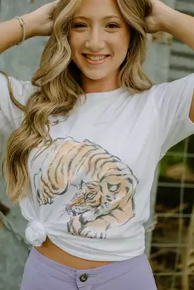 White Tiger Retro T-Shirt