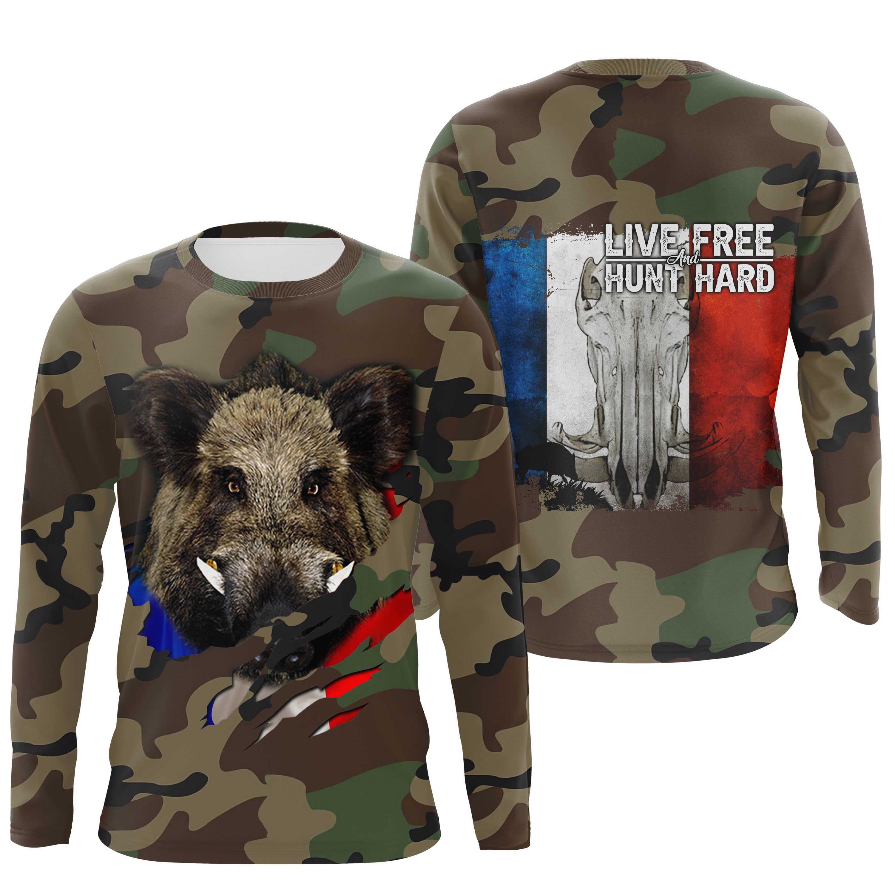 Wild Boar Hunting, Military Camouflage Hunting, Hunting Gift, Live Free - Hunt Hard, T-Shirt, Hoodie, Clothing.