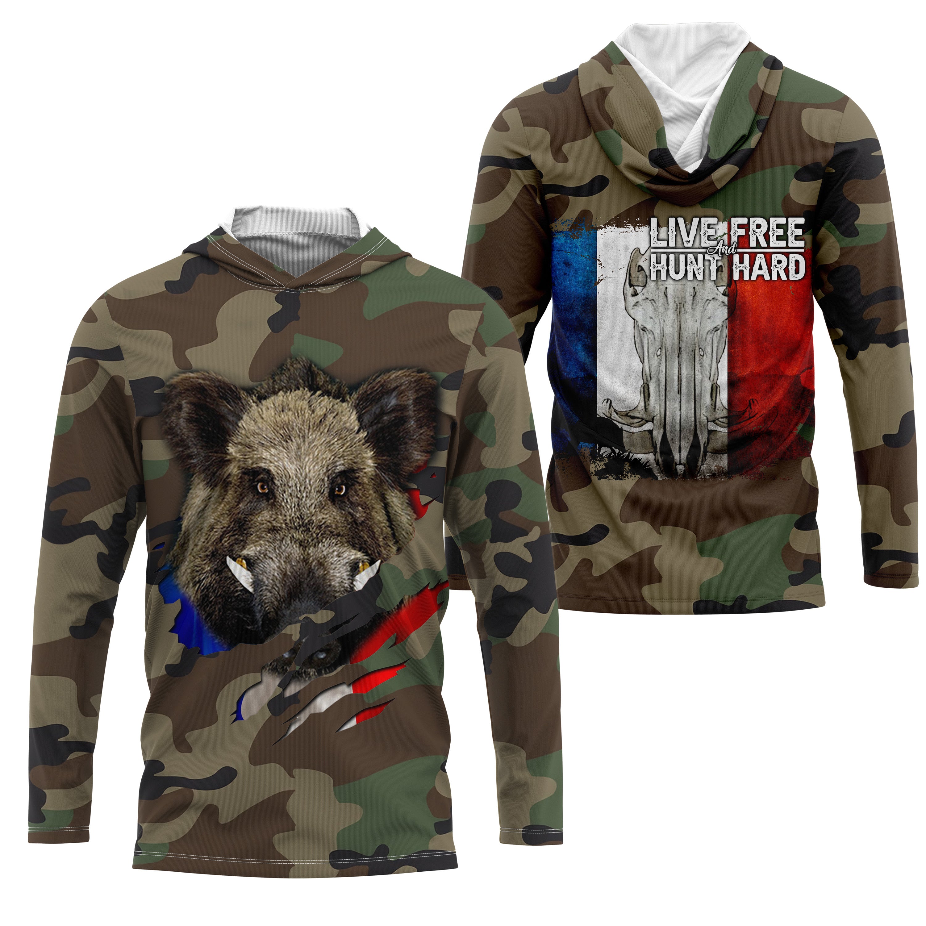 Wild Boar Hunting, Military Camouflage Hunting, Hunting Gift, Live Free - Hunt Hard, T-Shirt, Hoodie, Clothing.