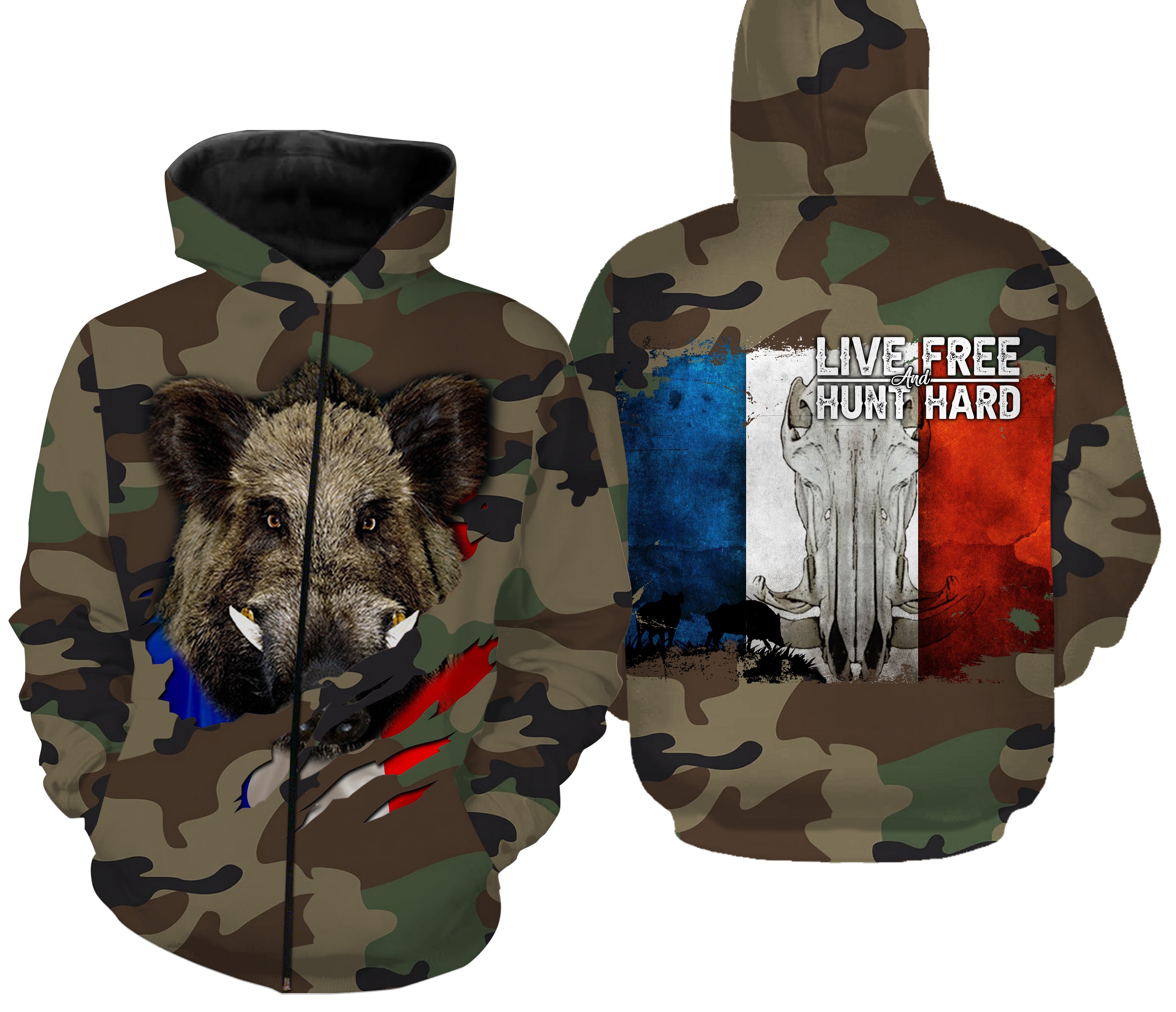 Wild Boar Hunting, Military Camouflage Hunting, Hunting Gift, Live Free - Hunt Hard, T-Shirt, Hoodie, Clothing.