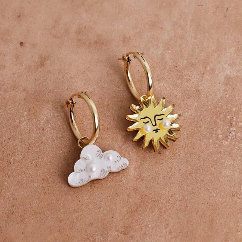 Wolf Moon Sun Cloud Hoops