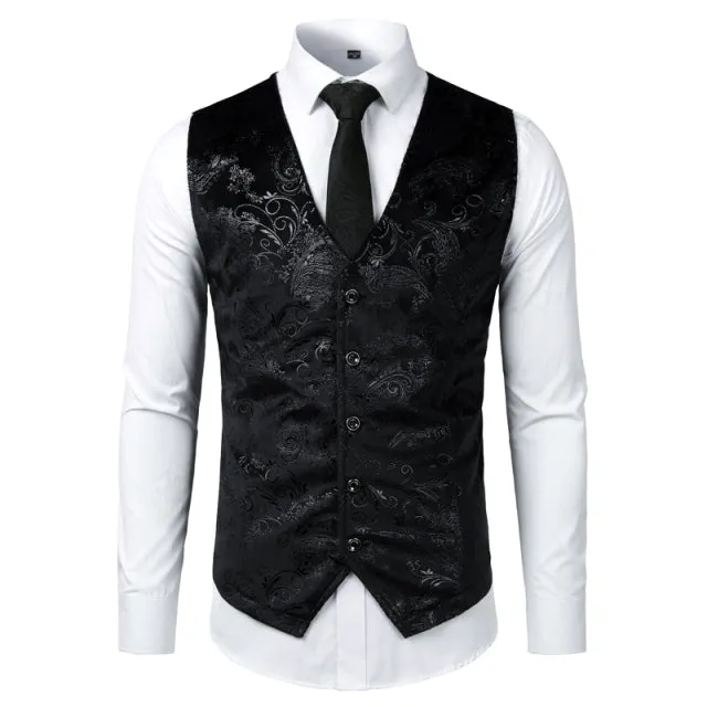 Xituodai Steampunk Victorian Gothic Mens Cosplay Costume Vest Jacket Waistcoat - 2022 New Breasted V-Neck Suit Vest/Tuxedo Waist