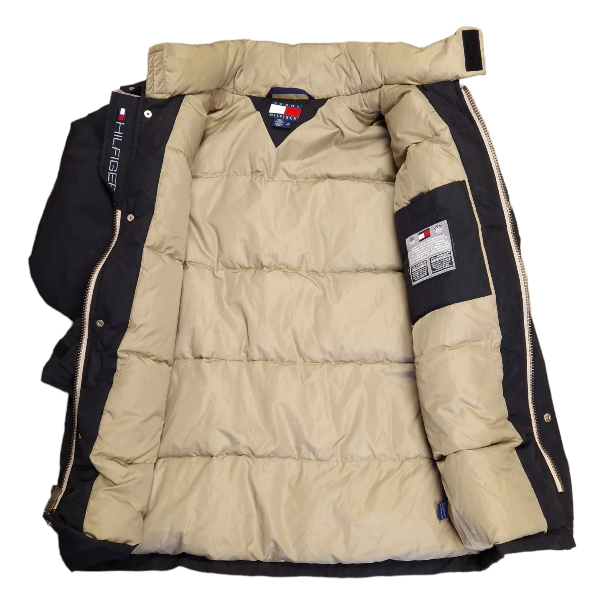 Y2K Tommy Hilfiger Puffer Jacket in Black - Size Large