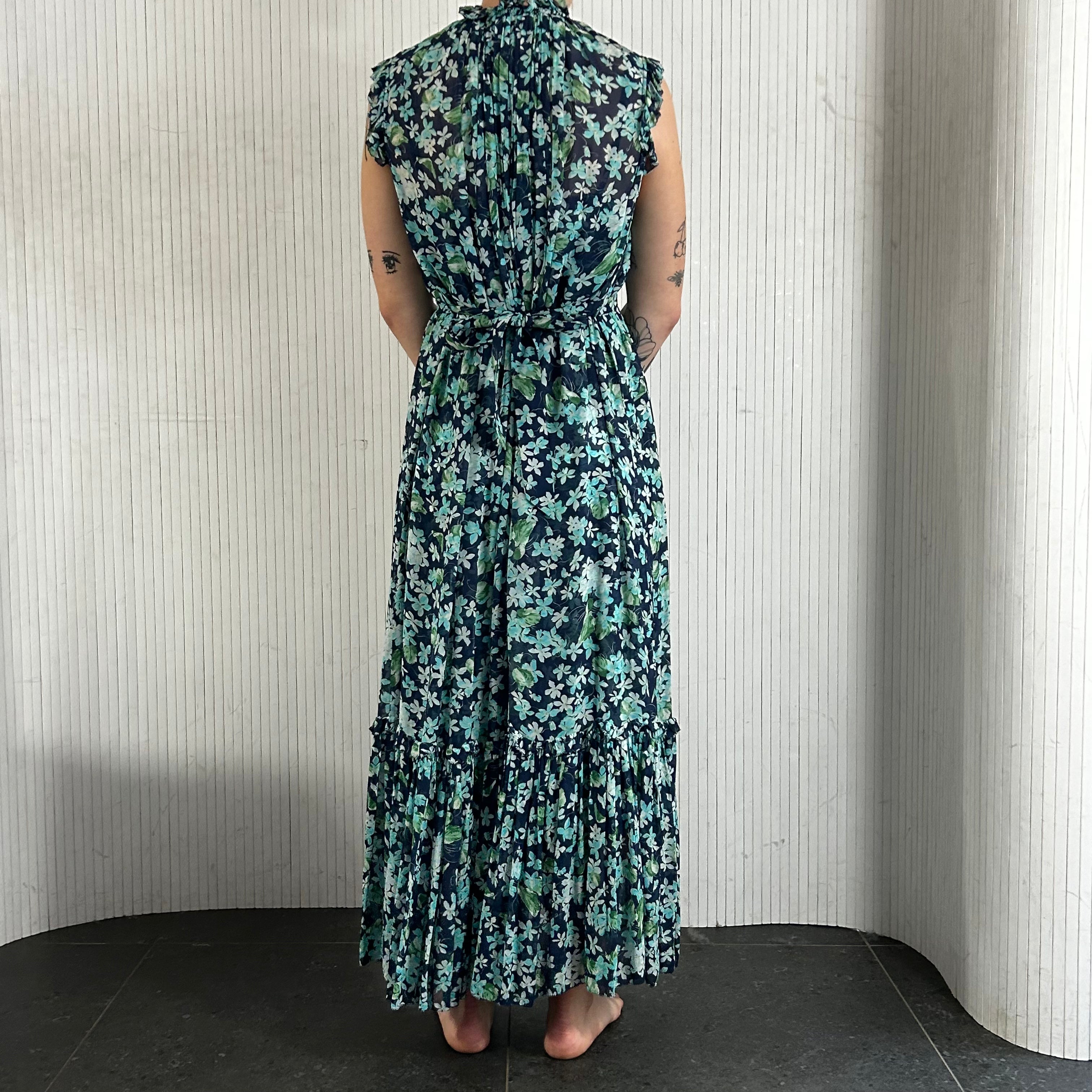 Zimmermann floral silk chiffon maxi dress - Navy & Aqua - Sizes XS/S/M