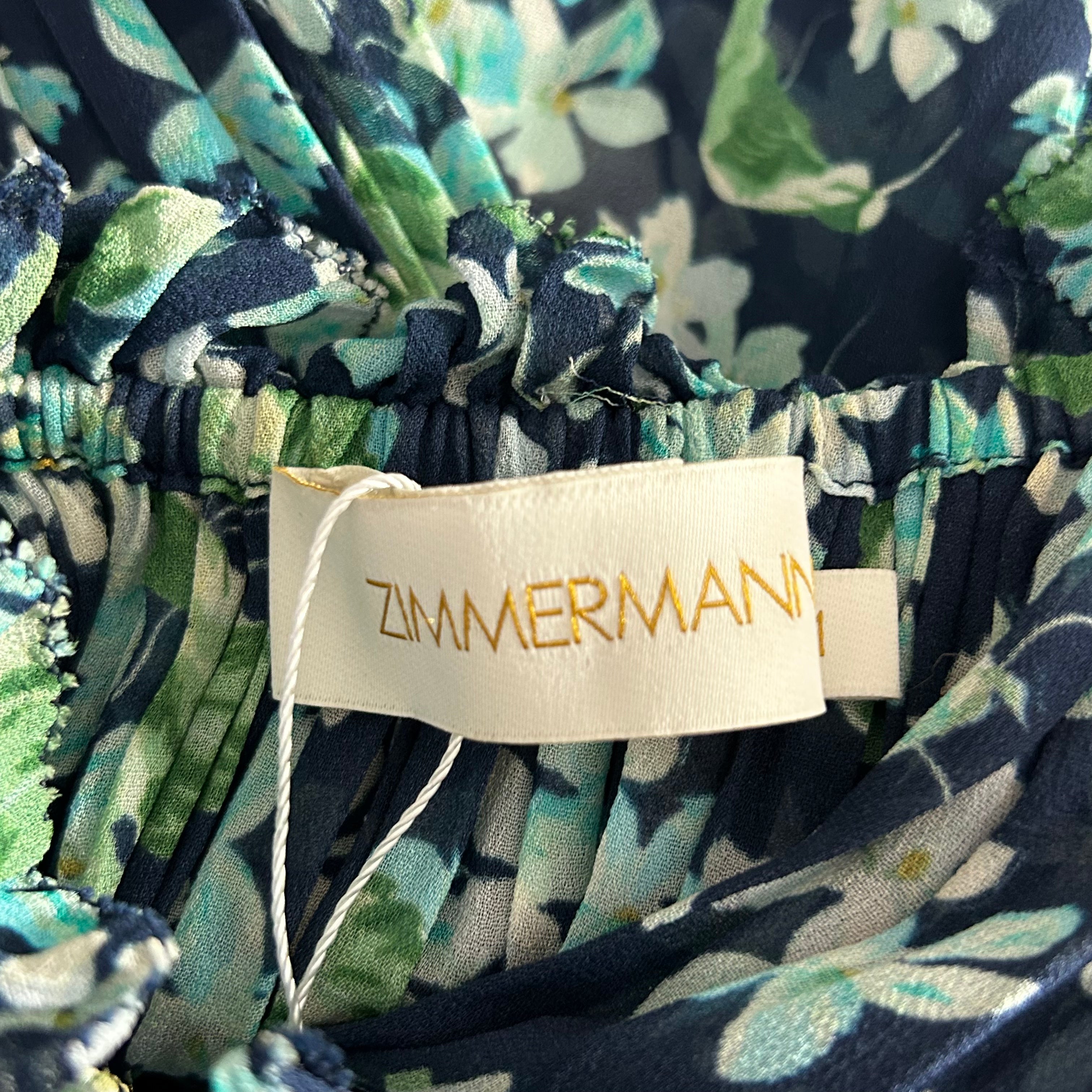 Zimmermann floral silk chiffon maxi dress - Navy & Aqua - Sizes XS/S/M